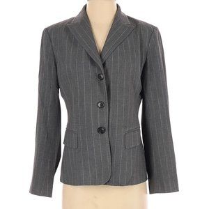 City DKNY Jacket Gray White Pinstripe Single Breasted Sz 6P #557
